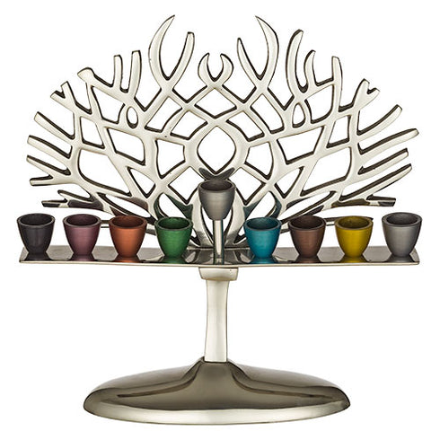 Aluminum Tree Of Life Hanukkiah